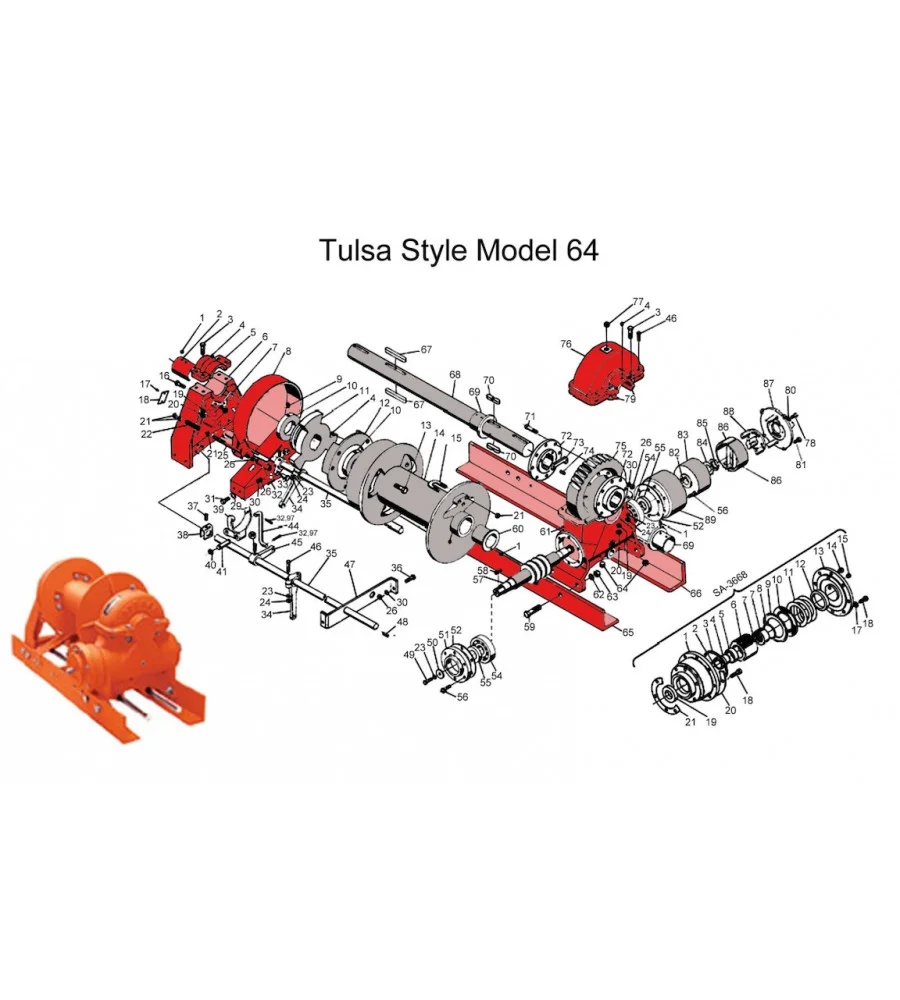 Tulsa Style Model 64 Hydraulic Winch Drilling Parts